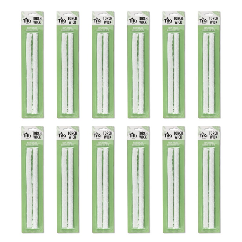 TIKI Replacement Fiberglass Torch Wicks for Outdoor Tiki Torches, White, 2-Pack (Case of 12), 9 in, 1319119 - Image 1
